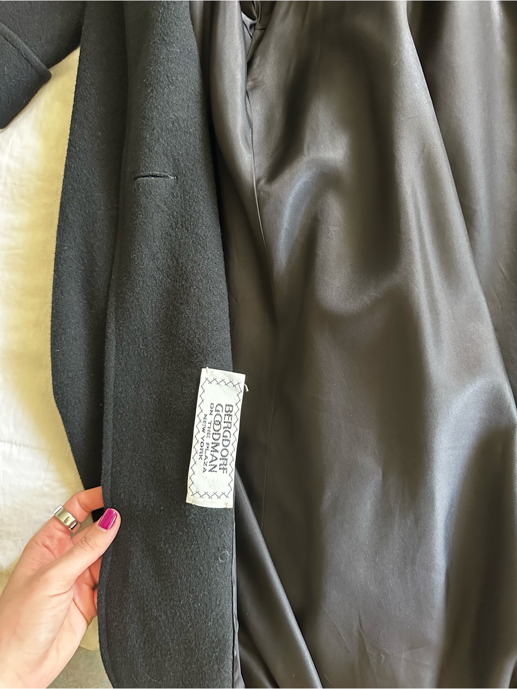 Searle Blatt Studio, Bergdorf Goodman, Long Black Cashmere Coat W Size 4 Usa — image 5 of 7